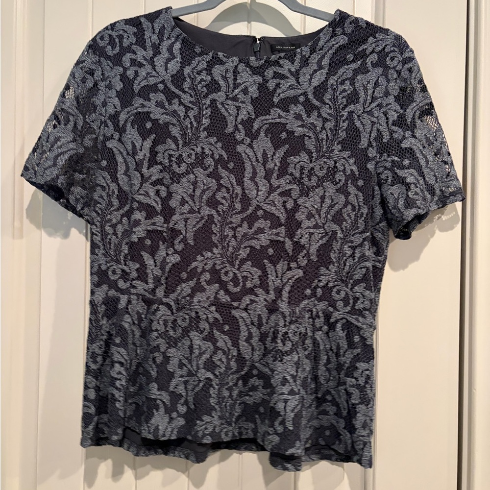 Ann Taylor Lace Blouse - Gray